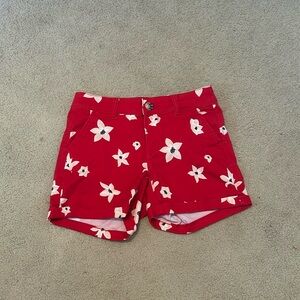 Red Floral Low Rise MIDI shorts, size 0